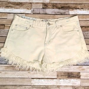 Free People White Washed Cut-off Denim Shorts